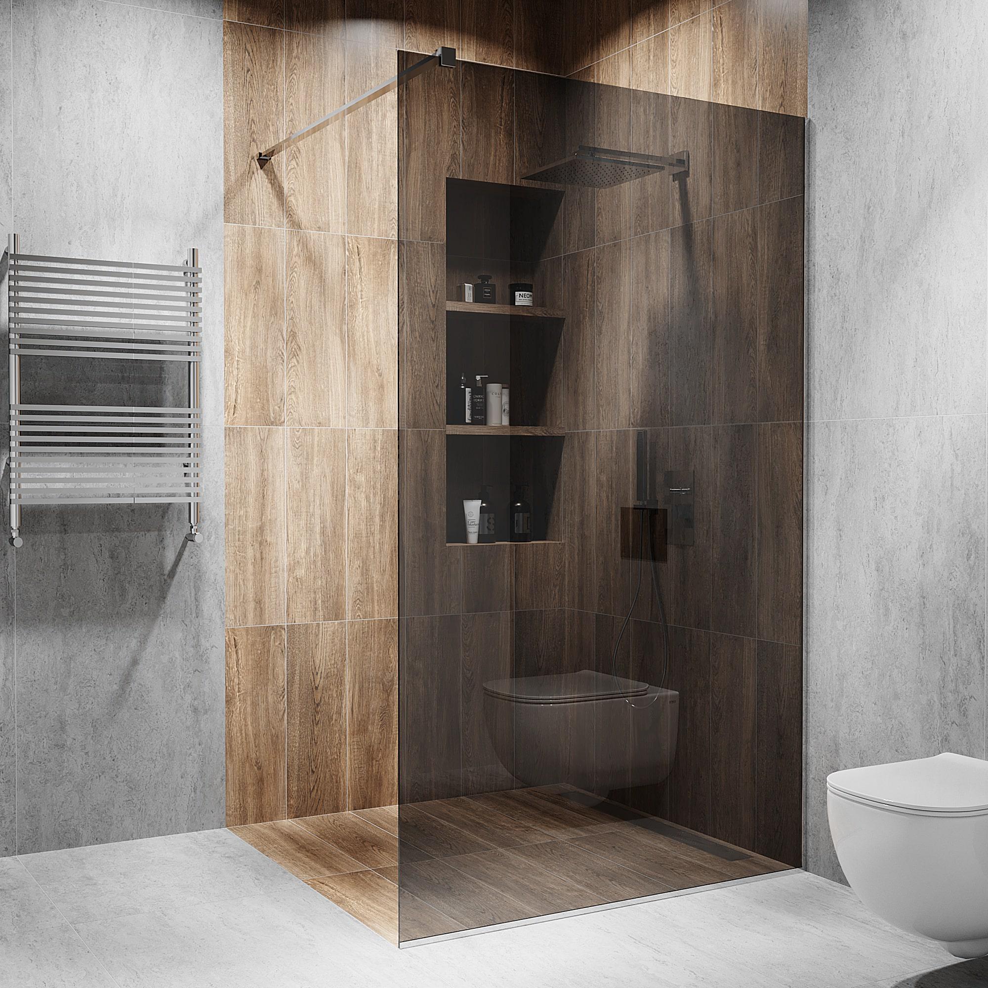 Перегородка скляна душова 2000х700 мм скло графіт з фурнітурою SSS матовою - фото 1