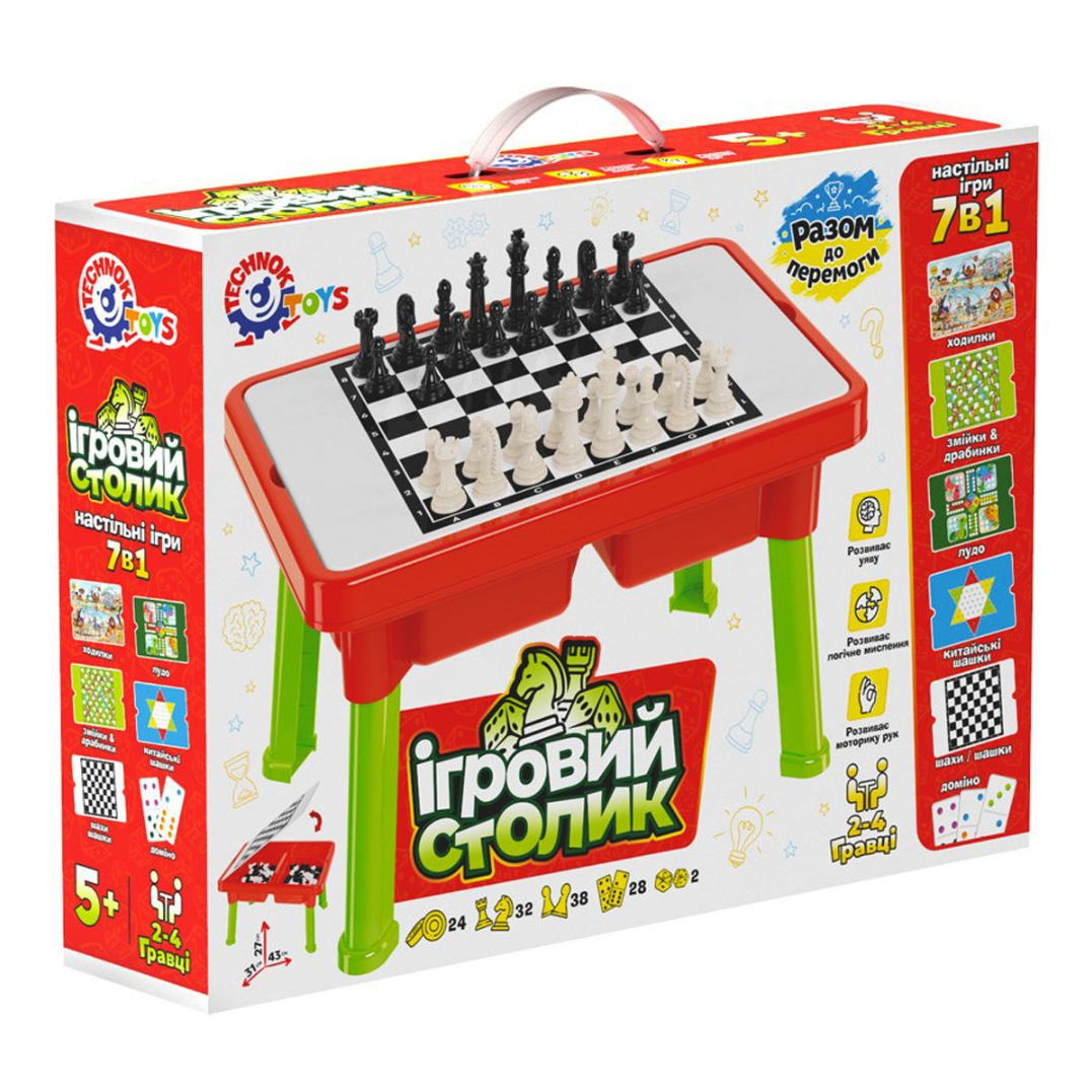 Набор детских настольных игр 7в1 со столиком-органайзером Белый Набор детских настольных игр 7в1 со столиком-органайзером Белый