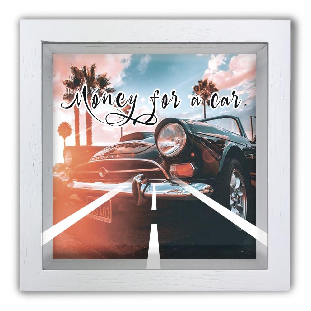 Скарбничка Money for a car дерев'яна 20x20x6,5 см Білий (хркп0005ба)