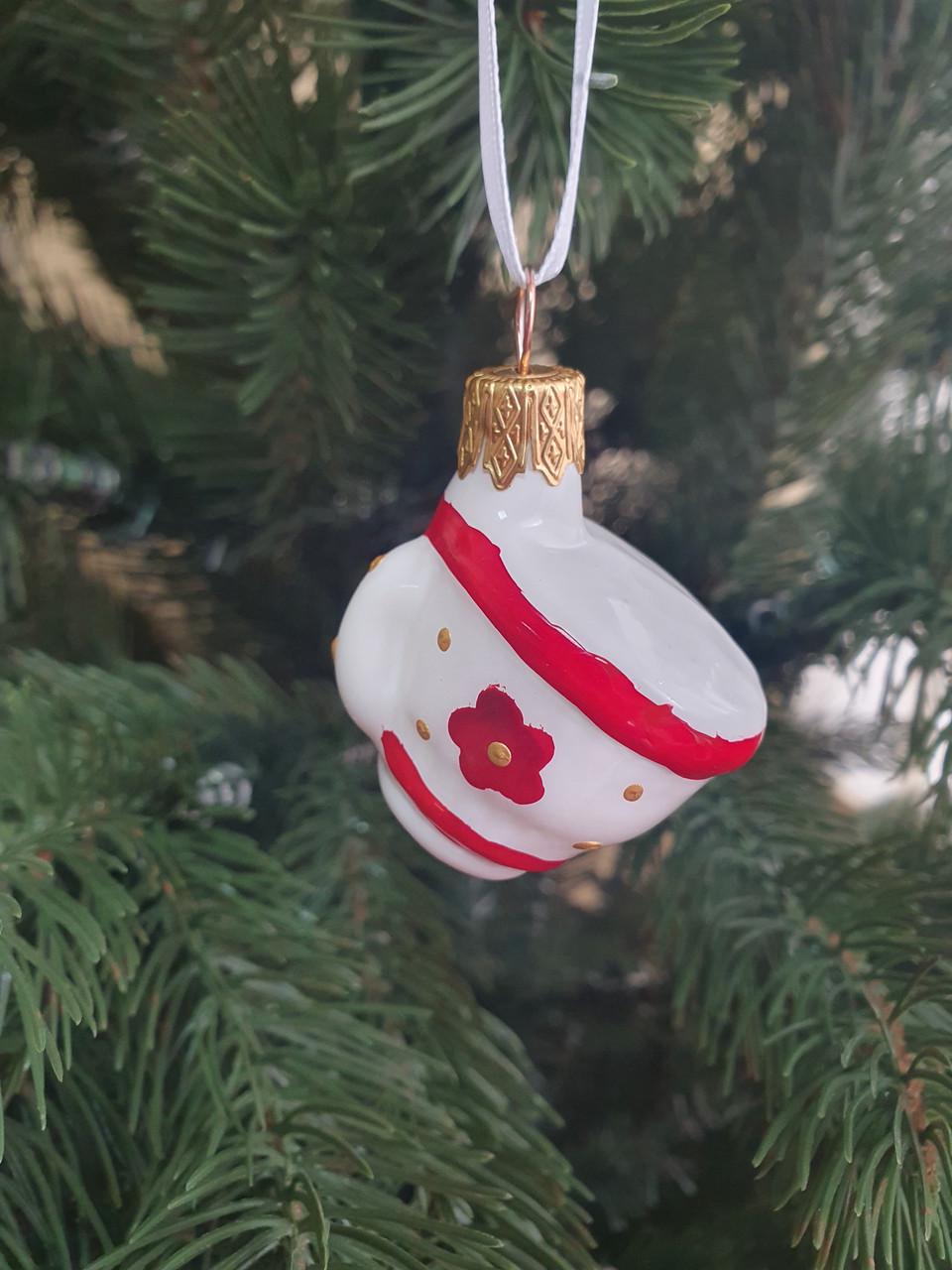 Игрушка елочная стеклянная Горшок