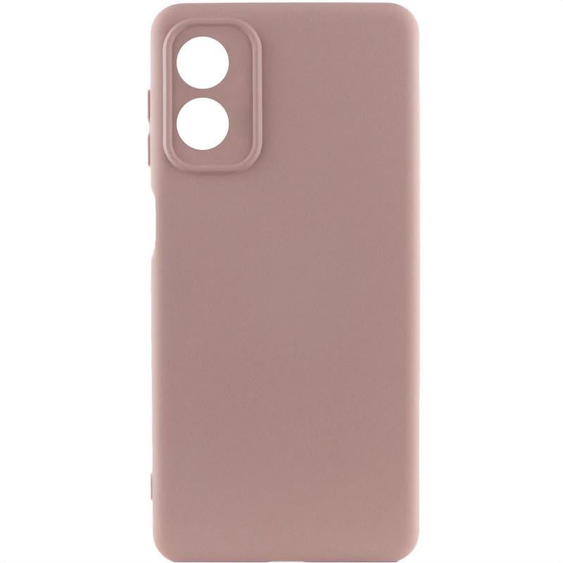 Противоударный чехол TPU GETMAN Liquid Silk Full Camera для Motorola Moto G04 / E14 Розовый / Pink Sand
