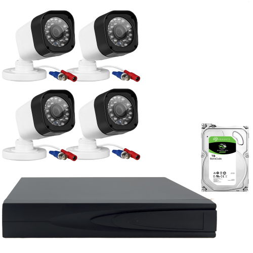 Комплект провідного відеоспостереження CCTV DVR KIT-4 2mp камери з реєстратором та жорсткий диск 1 Тб 4 шт. (a6ae2b7c) - фото 1