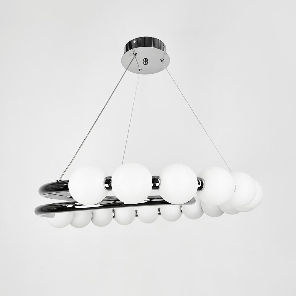Люстра підвісна із білими кульками Ø 60 см (F 603-600 CH) - фото 2