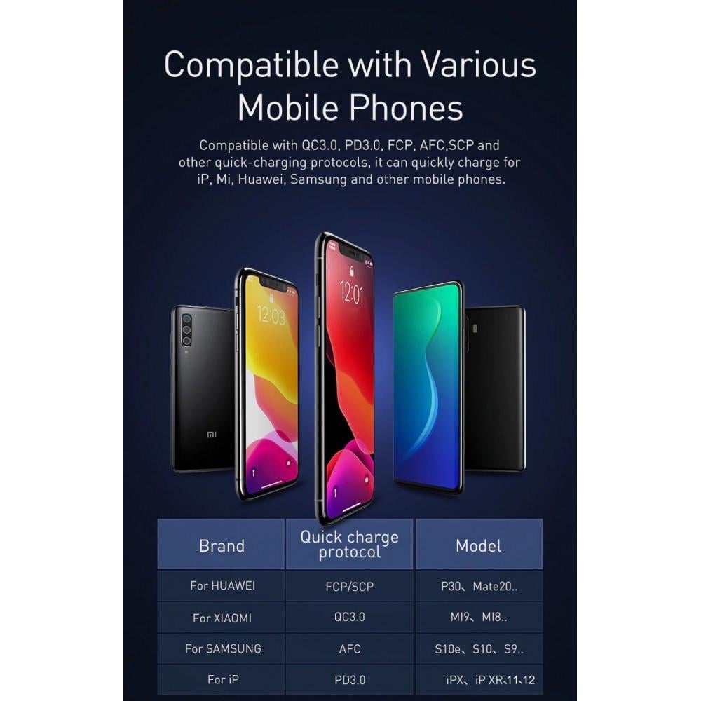 Повербанк BASEUS Adaman Metal Digital Display QC 22.5W 10000 mAh Black (25397390) - фото 7 Повербанк BASEUS Adaman Metal Digital Display QC 22.5W 10000 mAh Black (25397390) - фото 7