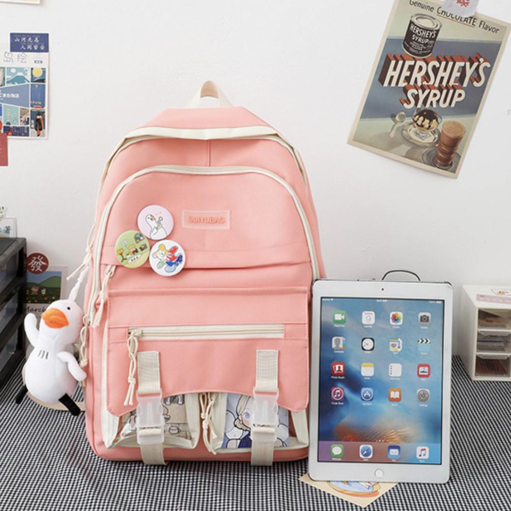 Рюкзак 4 в 1 школьный для девочки пудра Kay (набор: рюкзак, шоппер, пенал, сумочка) (DR014849)