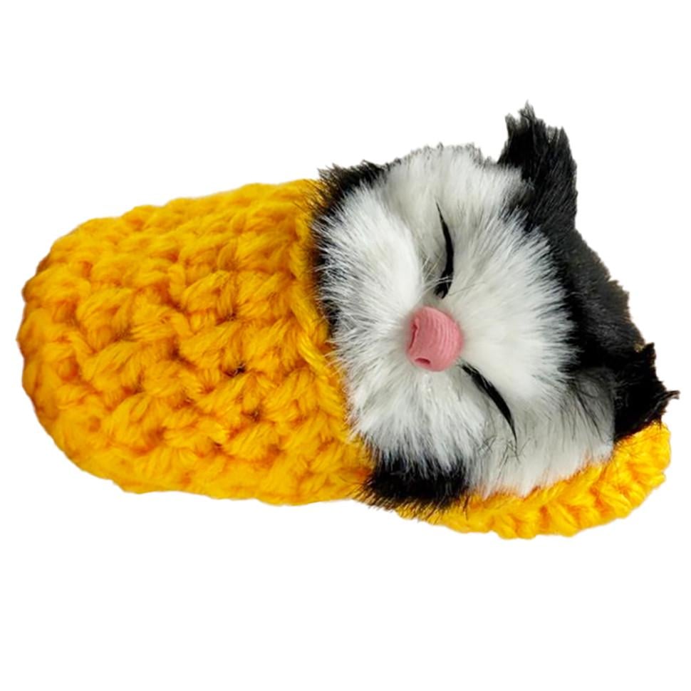 Антистресс Bambi Котик спит в вязаной тапочке Желтый