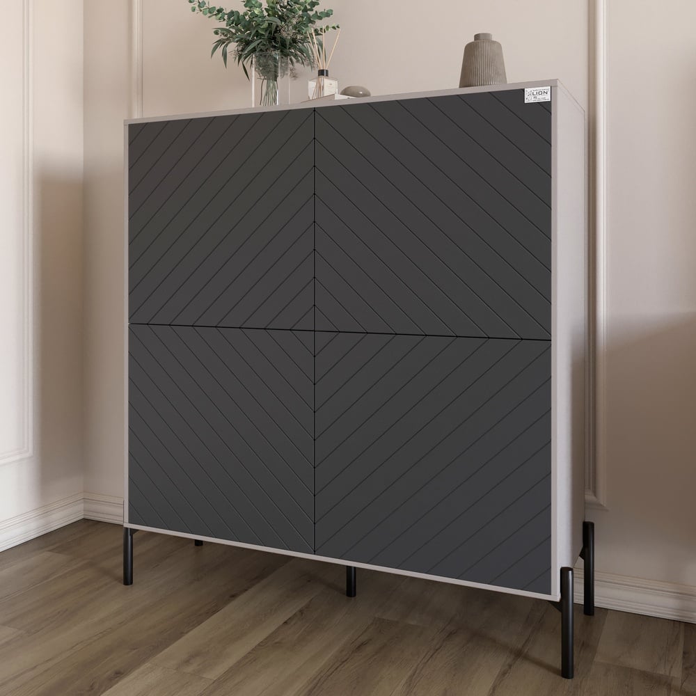 Комод-пенал Lion Амарант 114x40x126,5 см Кашемир/Графитовый (LION-042033)