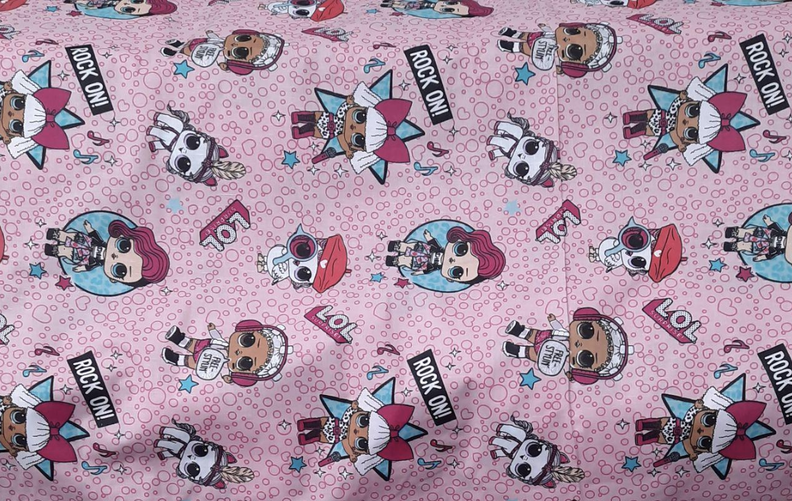 Постельная ткань Куклы Лол голд набивная бязь (1726)