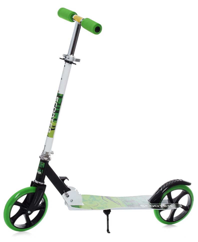Самокат детский iTrike двухколесный/складной с полиуретановыми колесами Белый/Зеленый (DS-171-S-294)