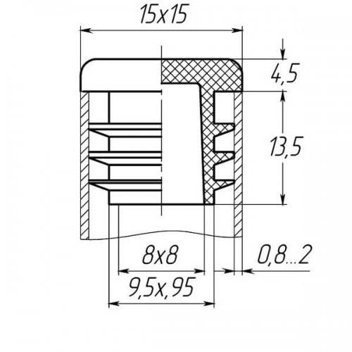 Заглушка Steelfix 15х15 мм внутрішня квадратна для труби (245415) - фото 2