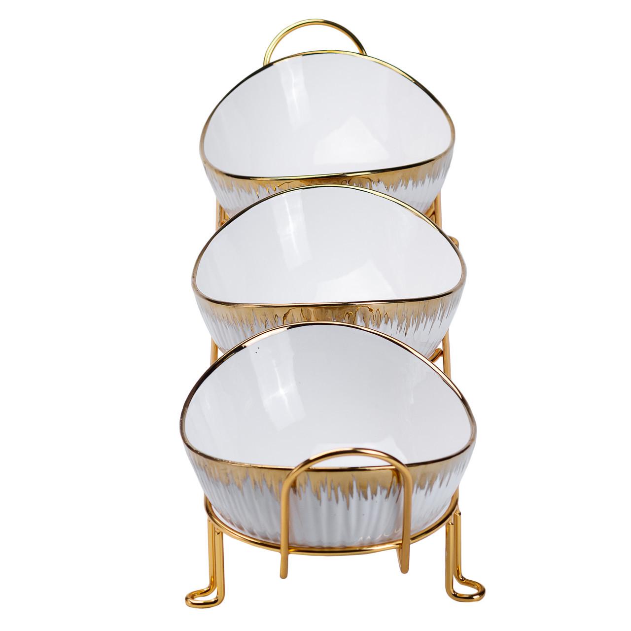 Набір менажниць порцелянових на підставці 3 шт. (HP1007) - фото 2 Набір менажниць порцелянових на підставці 3 шт. (HP1007) - фото 2