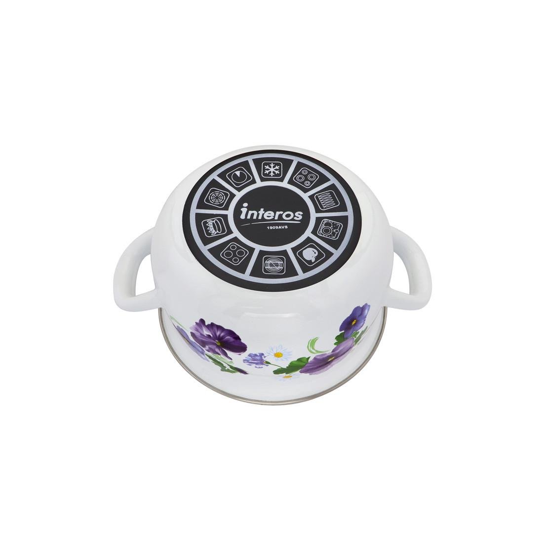 Набор кастрюль Interos Фиалка 3 шт. эмалированные - фото 4