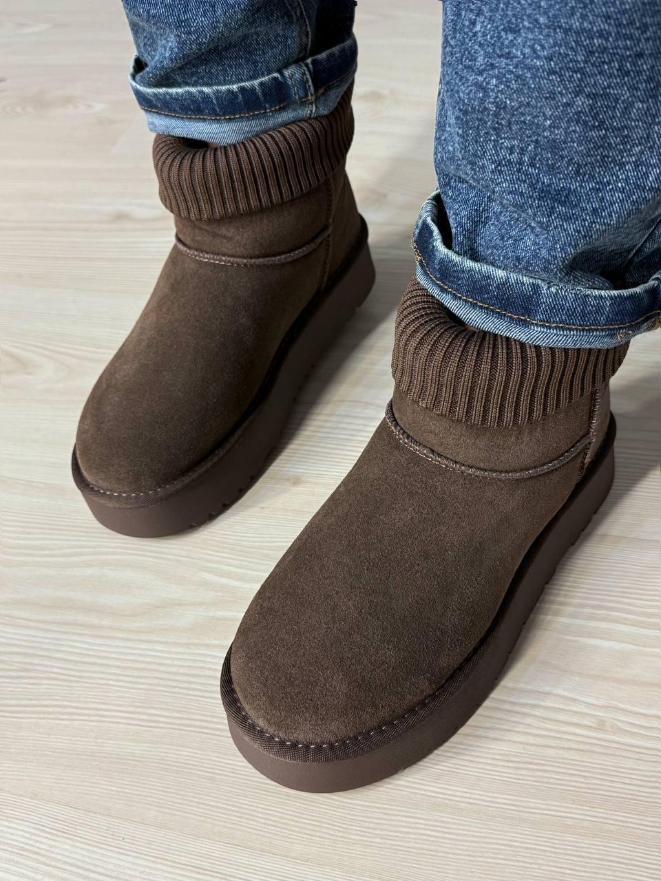 Угги женские Hengji 56-7 с манжетом носком на высокой подошве р. 40 Коричневый (5745) - фото 6 Угги женские Hengji 56-7 с манжетом носком на высокой подошве р. 40 Коричневый (5745) - фото 6