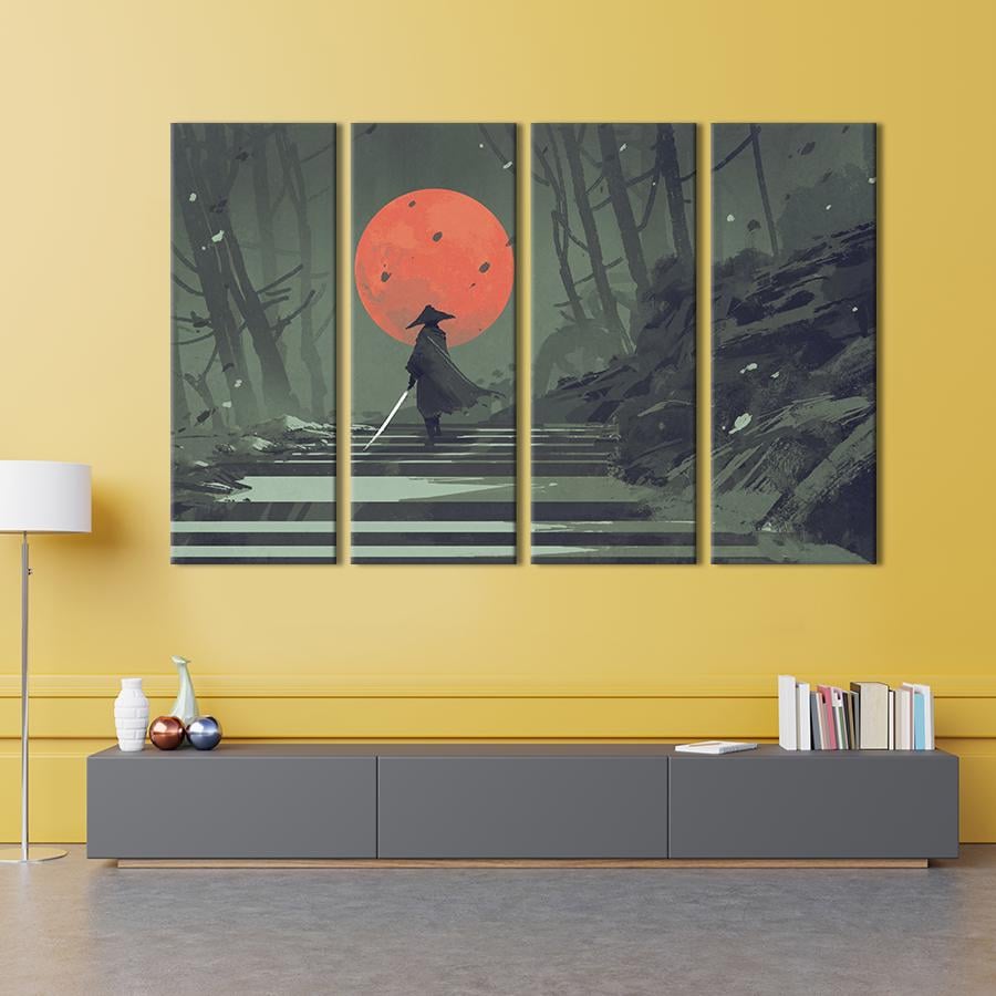 Картина модульная из 4 частей Одинокий самурай с катаной L 149x93 см (513-41)
