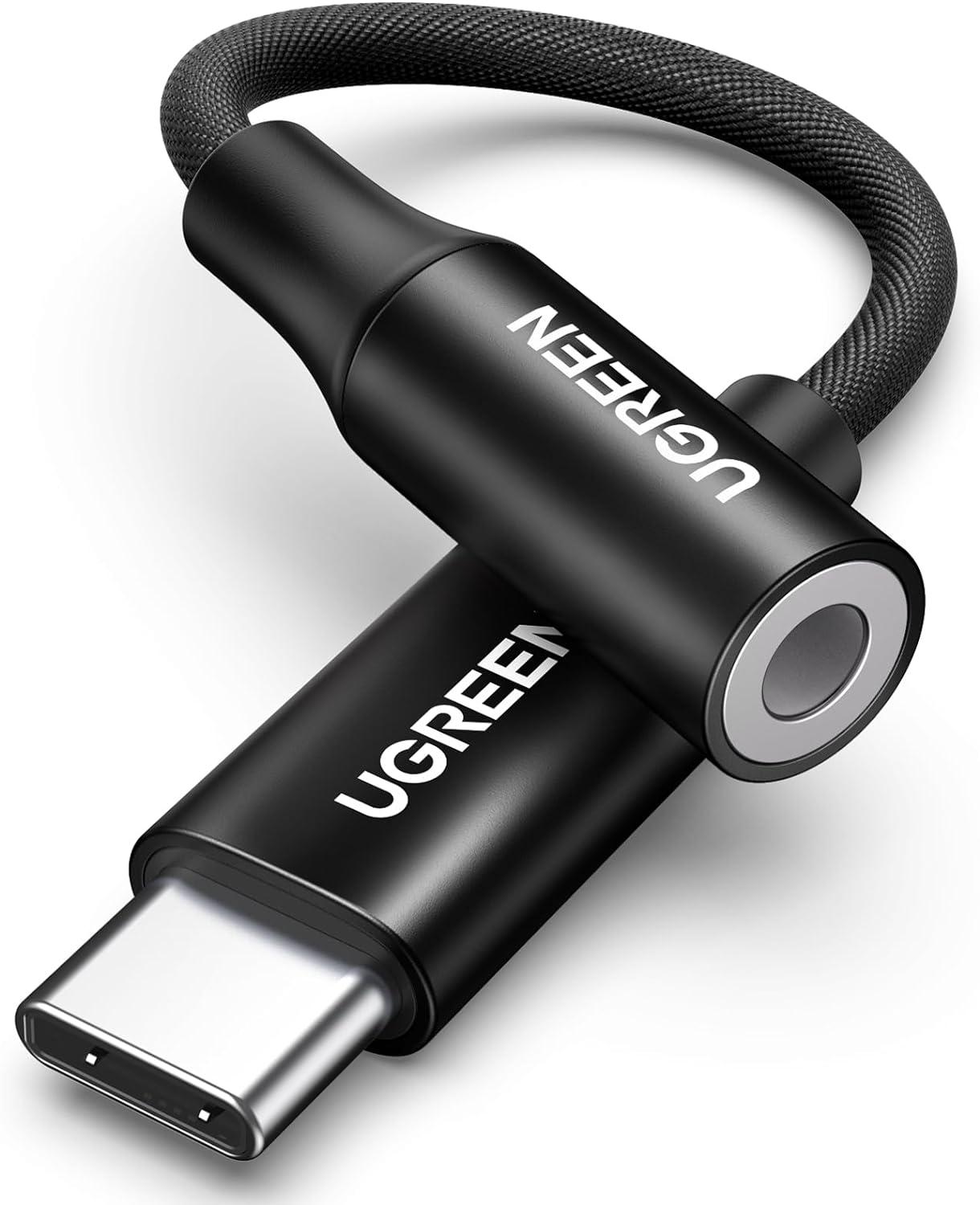 Переходник DAC chip кабель USB Type-C to 3.5 mm UGREEN AV161 аудиоадаптер для наушников Black (50631)