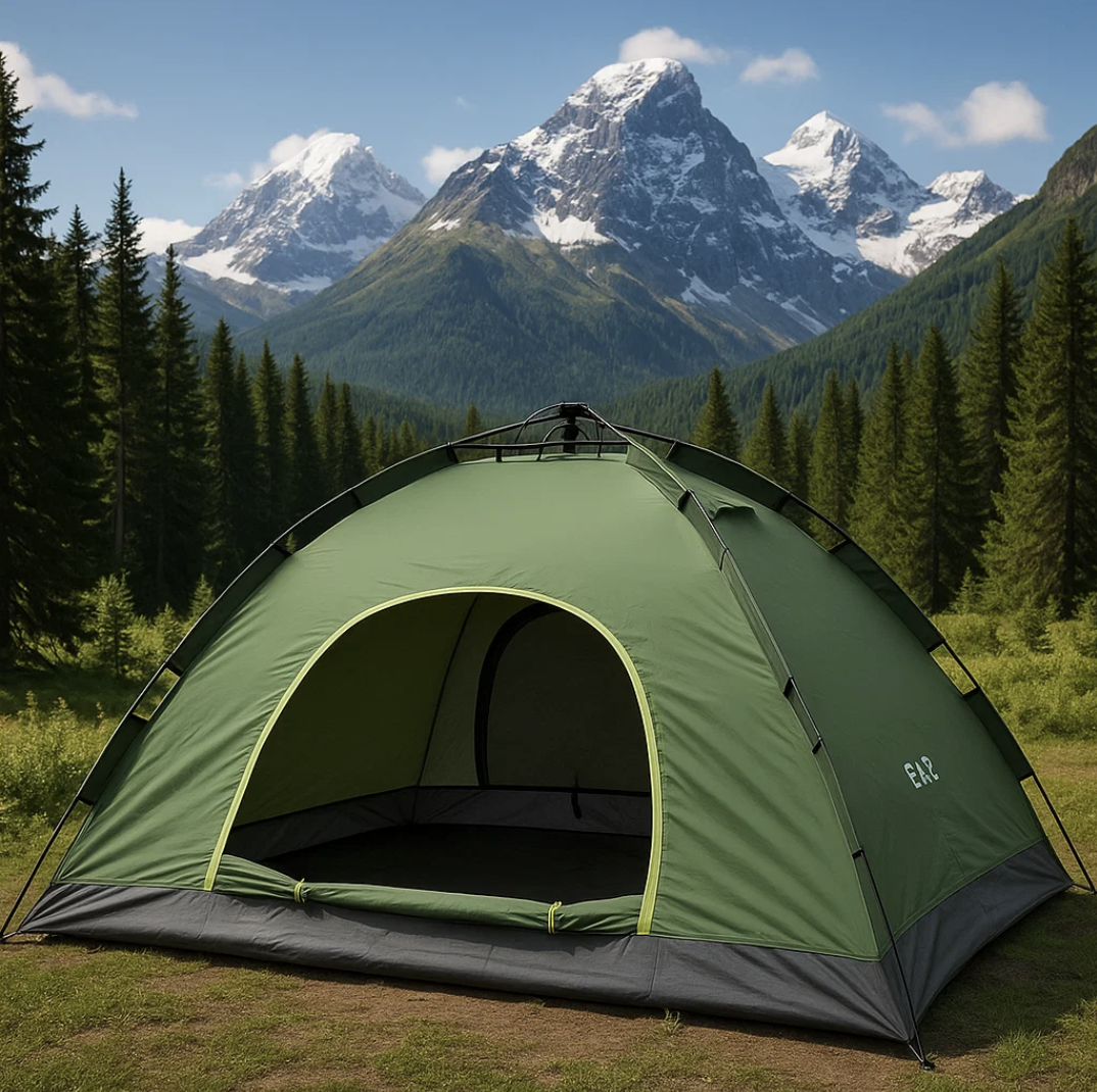 Палатка каркасная туристическая 4-х местная 200х200 см Зеленый (Е500069)