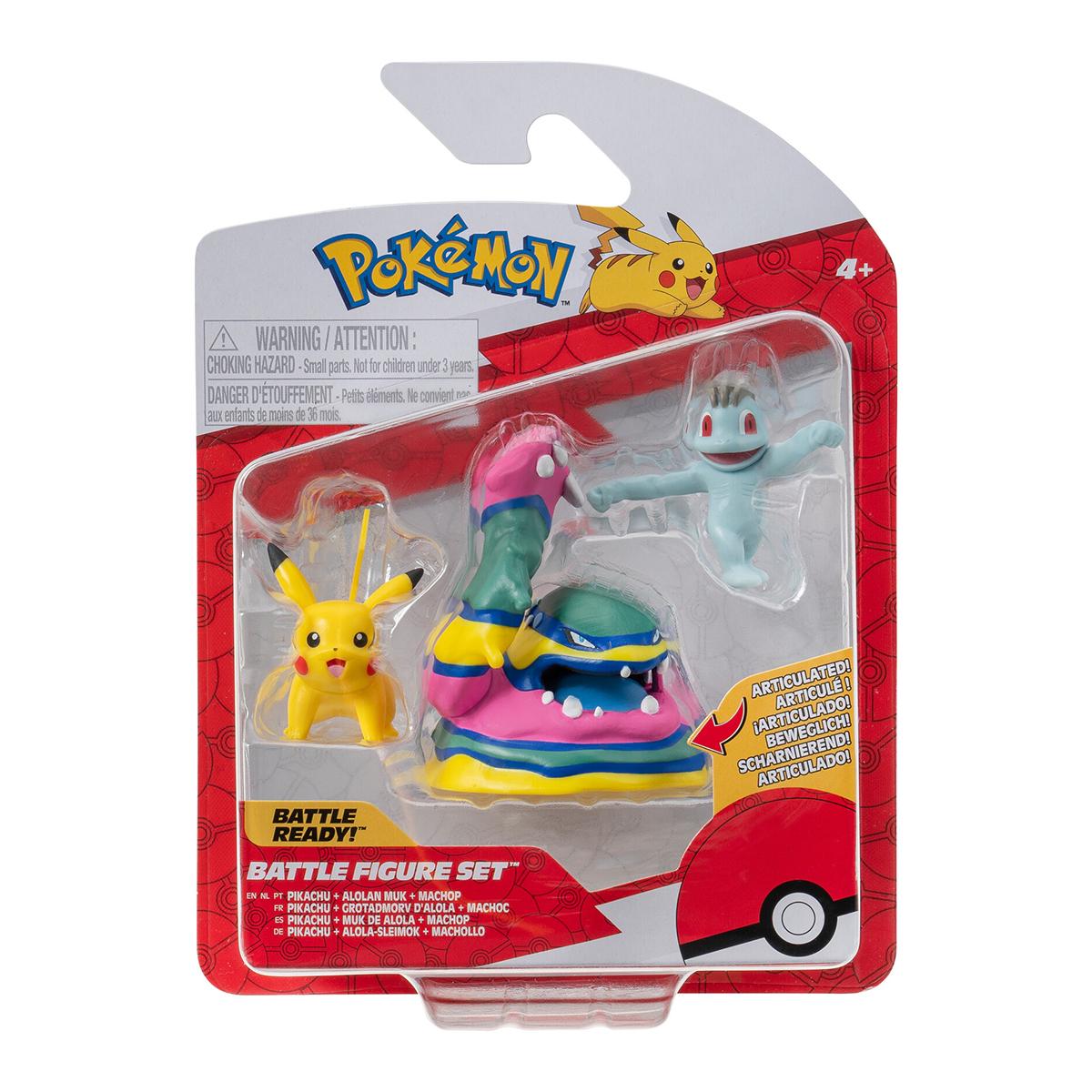 Набір дитячих ігрових фігурок Pokemon W19 Мачоп Пікачу Алола Мак 3 шт. (PKW3597)