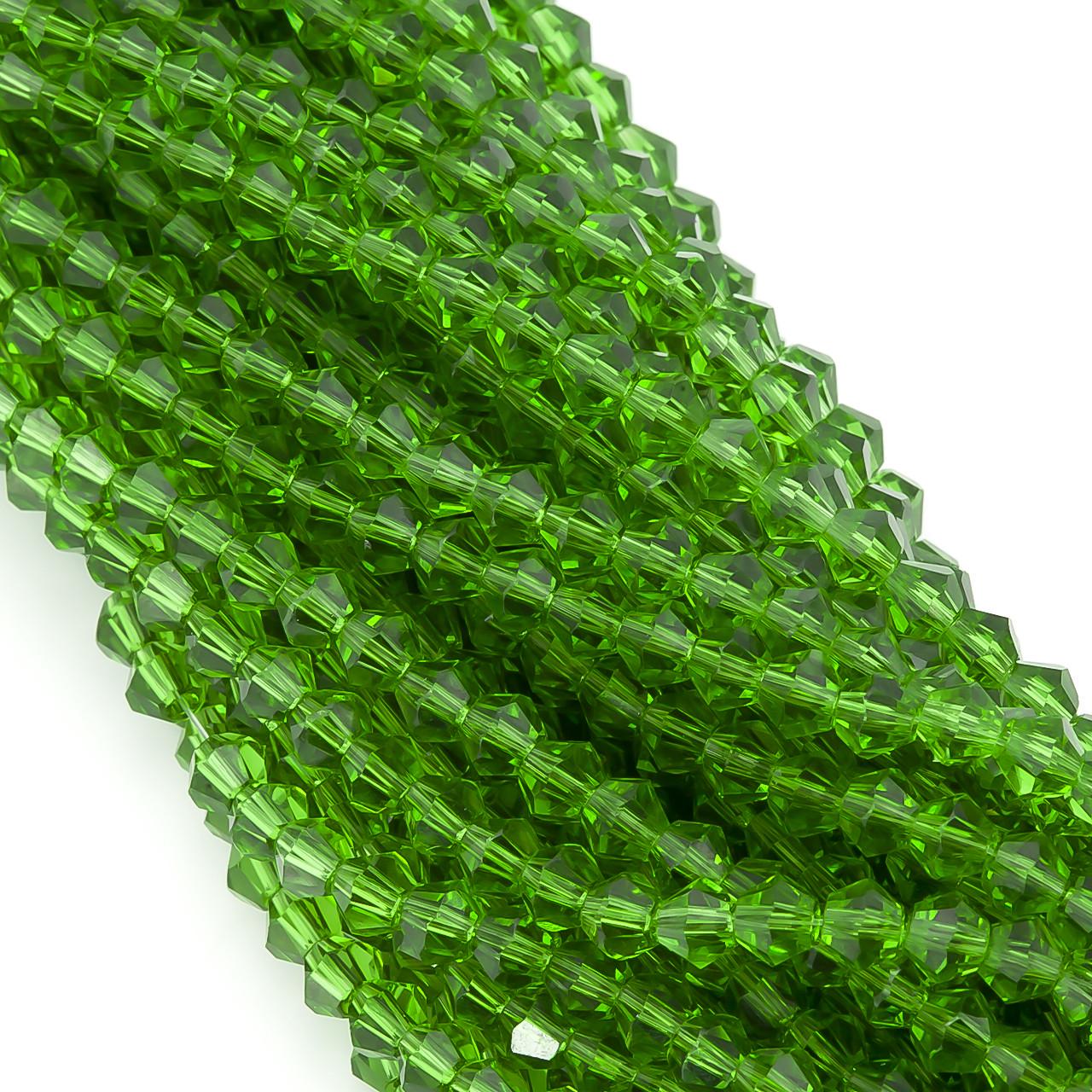 Намистини кришталеві Біконус 4х4,2 мм 95 шт. Зелений (БІ0004к05)