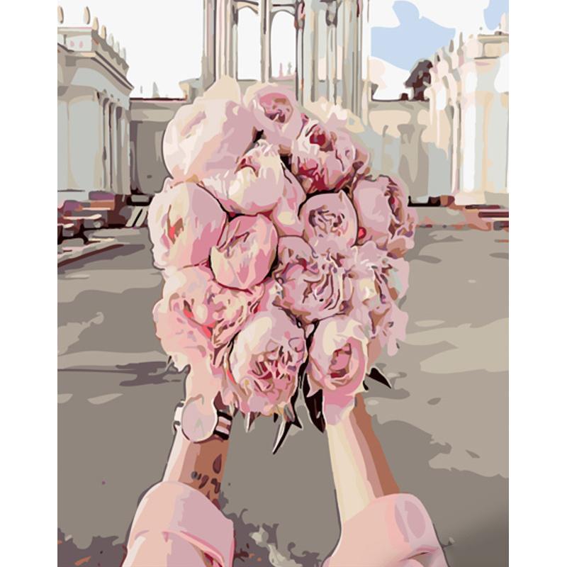 Картина по номерам Strateg Премиум Букет нежных пионов 40x50 см (GS1100)
