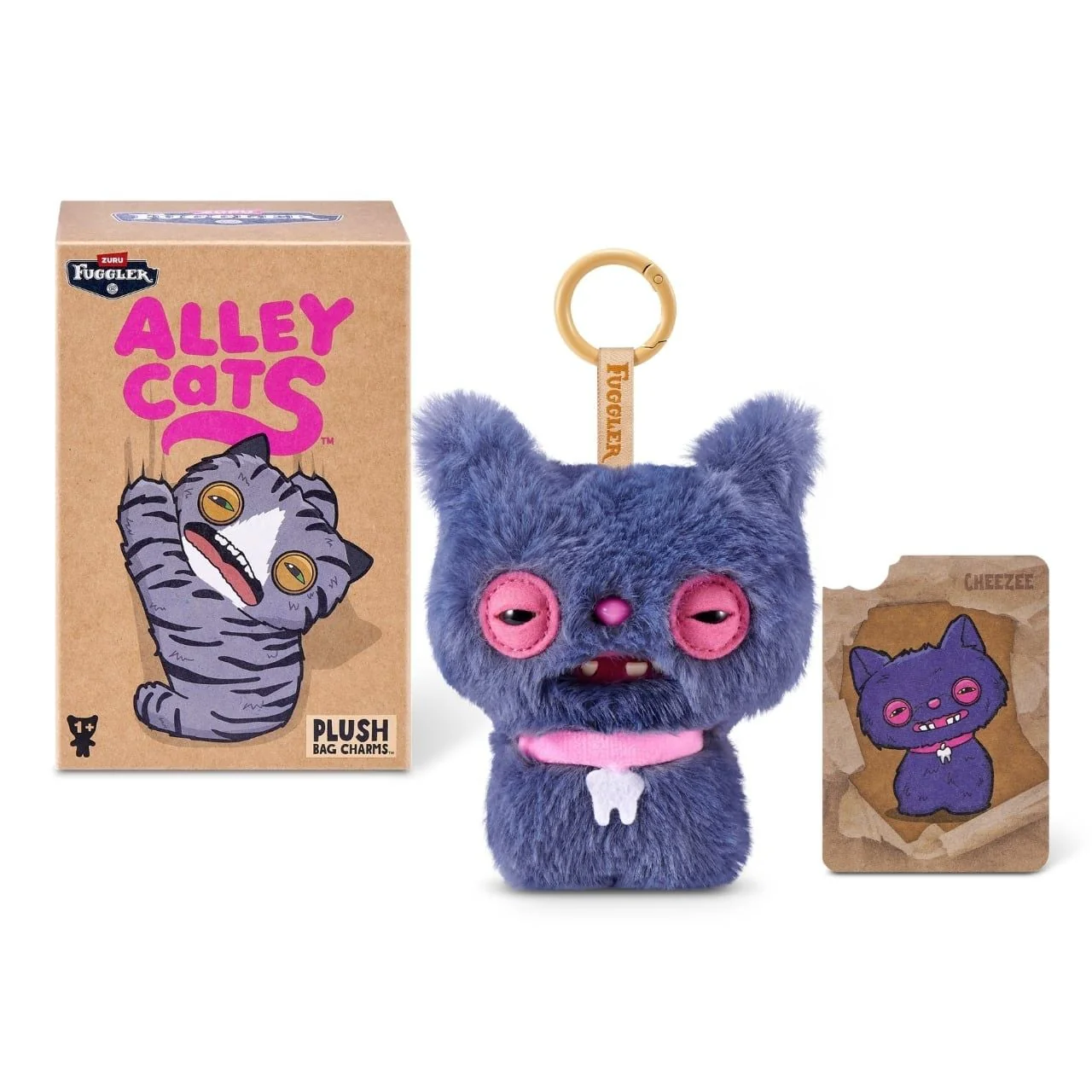 Мягкая игрушка зубастый монстр Брелок Кот Fuggler Alley Cats Plush Bag Charm Cheezee Blue