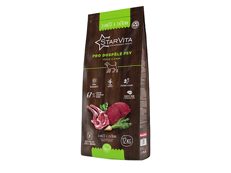Корм сухой для взрослых собак средних и больших пород StarVita ягненок и дичь суперпремиум беззерновой 12 кг (3229952757)
