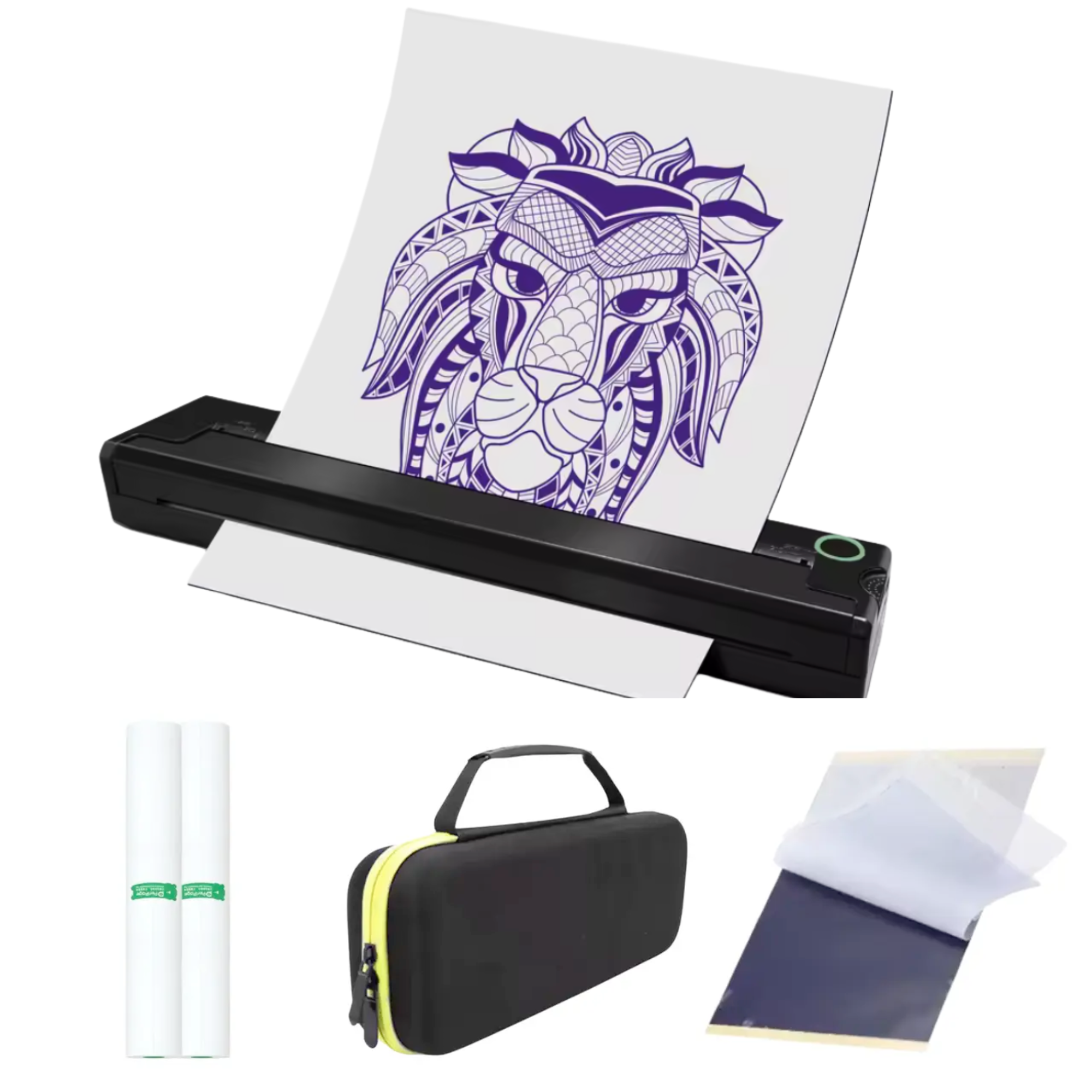 Термопринтер A4 Bluetooth 2000 mAh/чехол/2 рулона термо бумаги/5 листов бумаги для трансфера тату (GS-311) Термопринтер A4 Bluetooth 2000 mAh/чехол/2 рулона термо бумаги/5 листов бумаги для трансфера тату (GS-311)