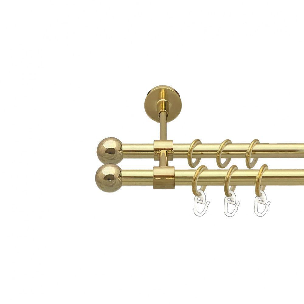 Карниз для штор Orvit Шар двухрядный гладкий 16/16 мм 300 см Золотой (00-00014518)