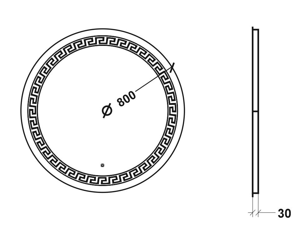 Дзеркало з LED підсвічуванням Кафре кругле з сенсором 800 мм (KAFRE 1-800) - фото 3