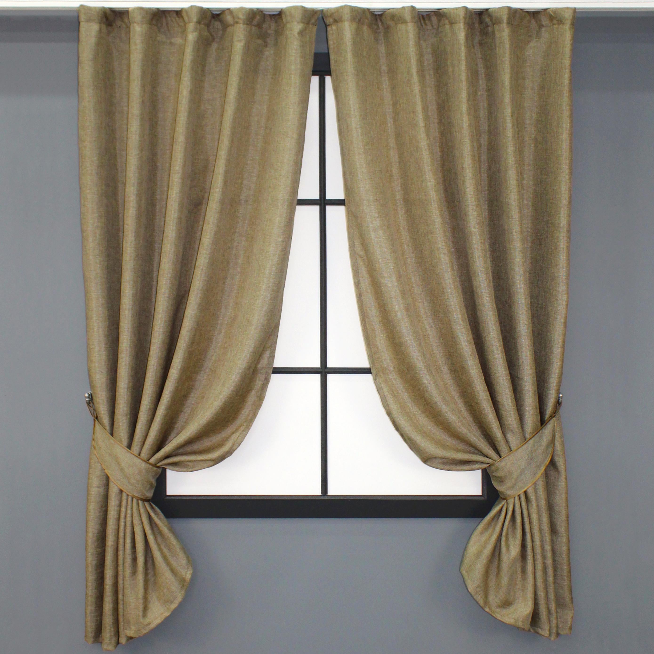 Комплект штор коротких VR-Textil Лен Мишковина № 673ш 130х170 см 2 шт. Капучино (35-0016)