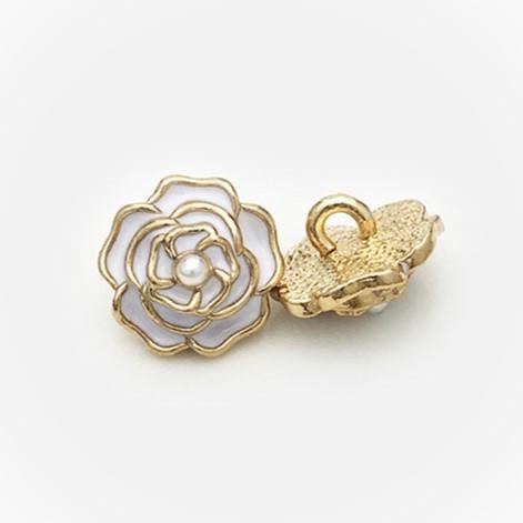Пуговица Camellia LuxFabric на ножке металл/эмаль 14,5 мм 1 шт. Белый (ПВ0014ц02)