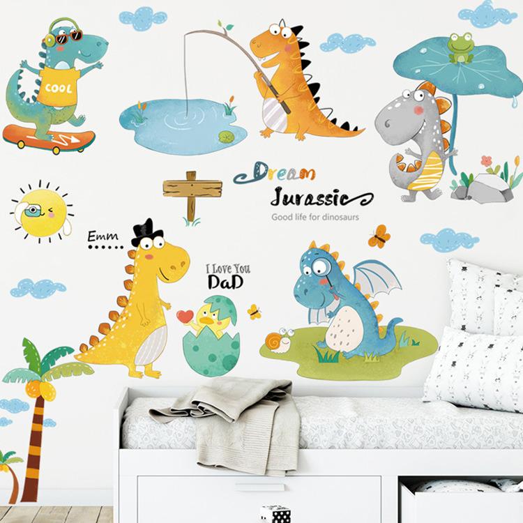Набір вінілових наліпок Динозаври на відпочинку в дитячу кімнату на стіну для хлопчиків і дівчаток 30х90 см - фото 4 Набір вінілових наліпок Динозаври на відпочинку в дитячу кімнату на стіну для хлопчиків і дівчаток 30х90 см - фото 4