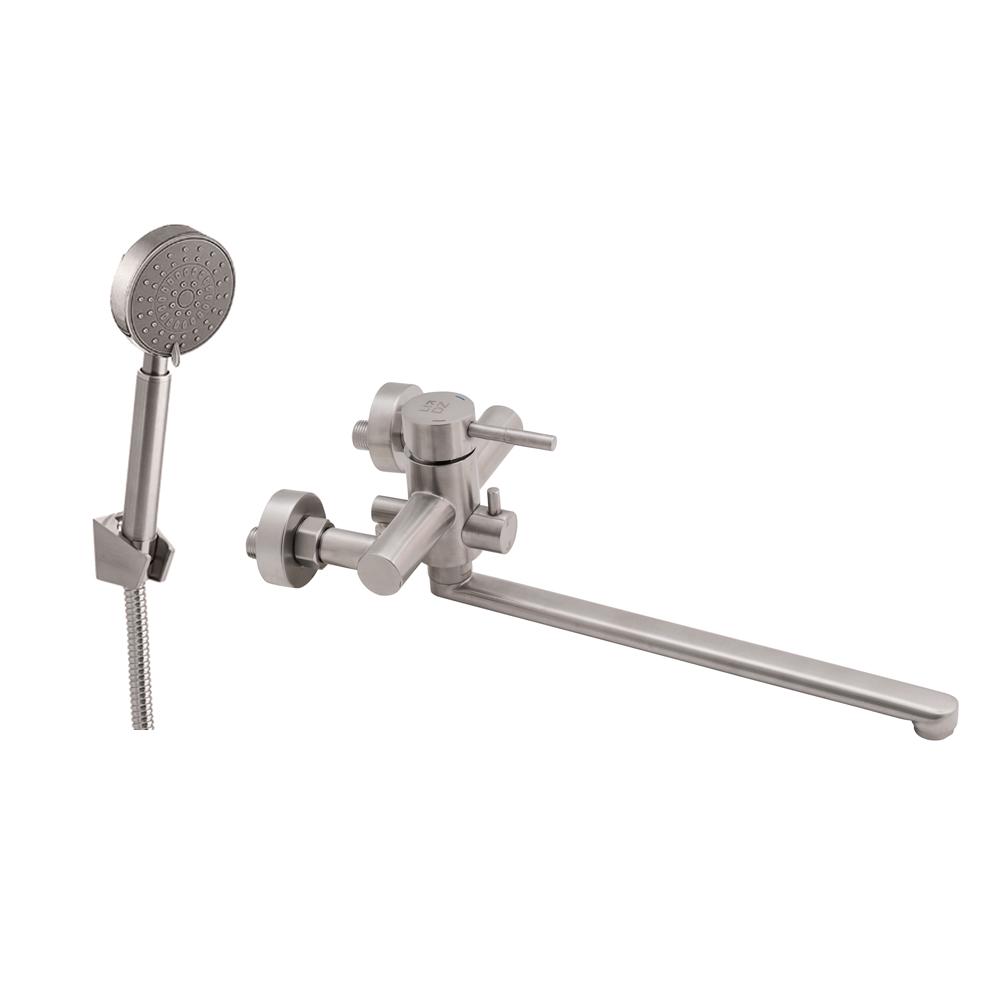 Змішувач для ванни з поворотним виливом Lidz Aria з душовим гарнітуром Нікель (SD00041043-VS)