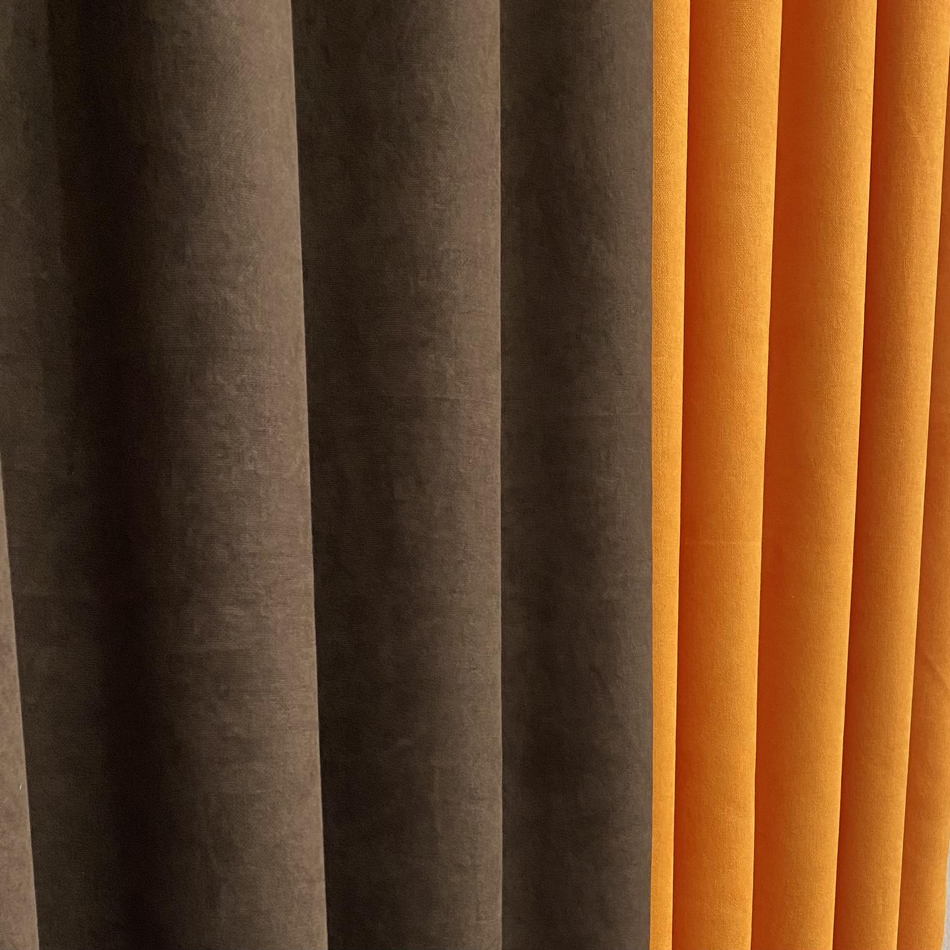 Шторы микровелюр TG Home Дуэт №450 1,50х2,70 м Шоколадно-оранжевый (450-217/207) - фото 3