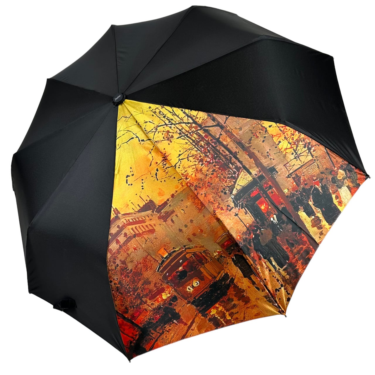Зонт женский полуавтомат Susino с декоративной вставкой 9 спиц Черный (SYS0467-1)