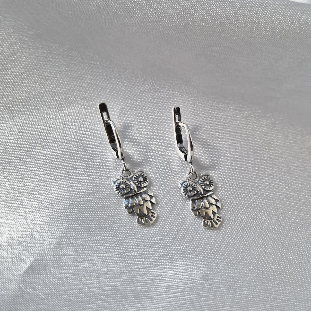 Серьги Совушка с подвеской серебро 925 пробы 4,18 г (2945)