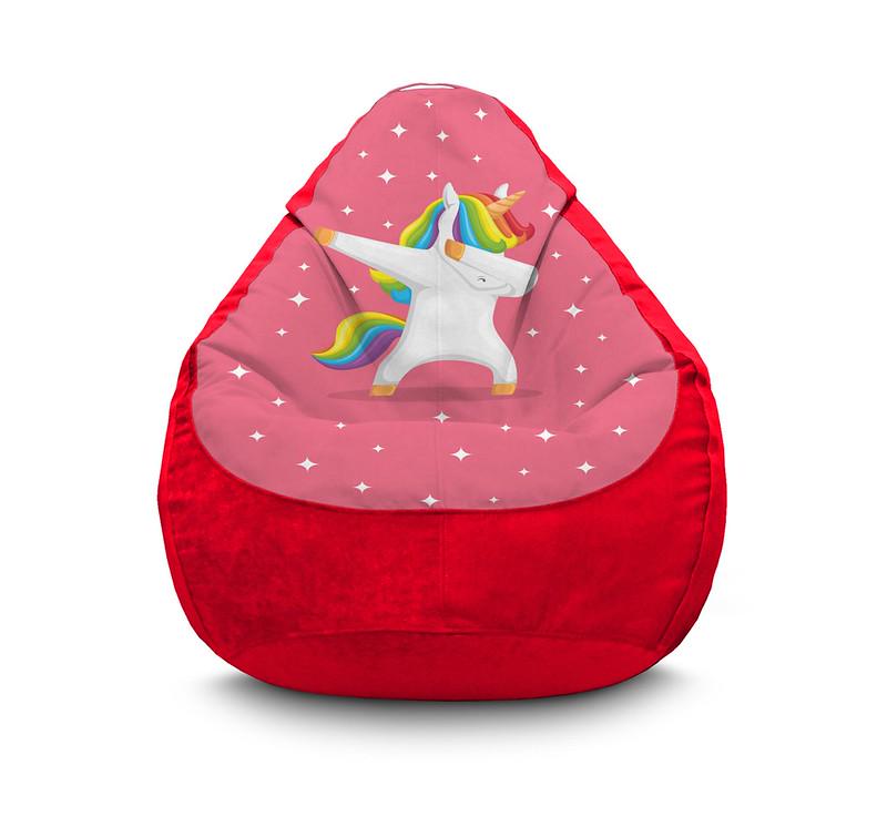 Кресло мешок Unicorn and rainbow Флок XXL 90х125 см Красный