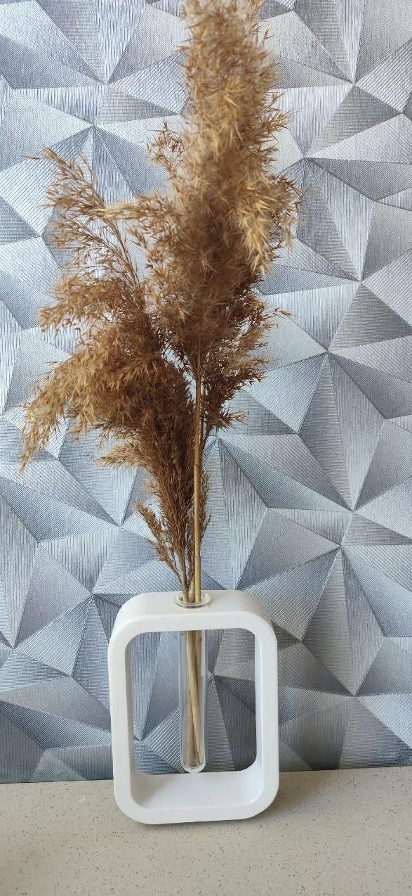 Ваза минималистичная гипсовая с колбой ручной работы 15 см Белый (2765700259)