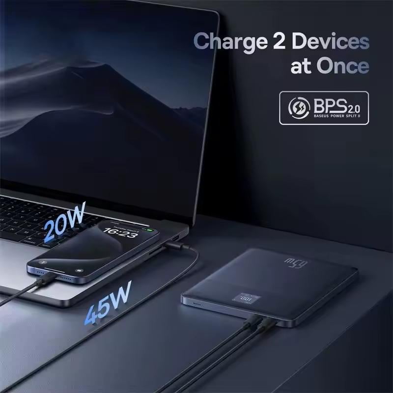 Повербанк с умным дисплеем BASEUS Blade2 Intelligent Edition Power Bank 65W 12000mAh Blue (P10063801323-00) - фото 4