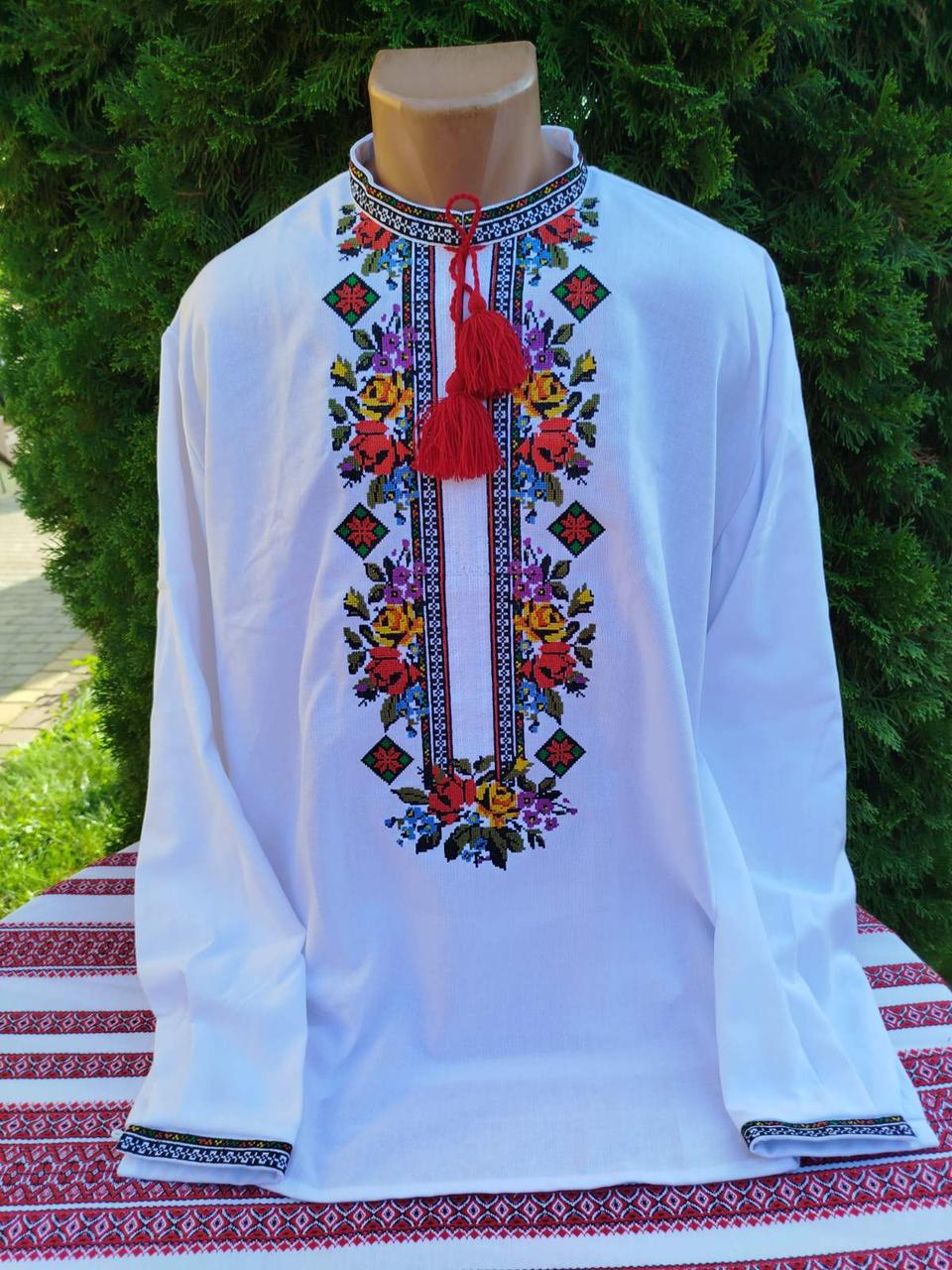 Вишиванка чоловіча Букет р. 42 Білий (29377949) - фото 1 Вишиванка чоловіча Букет р. 42 Білий (29377949) - фото 1