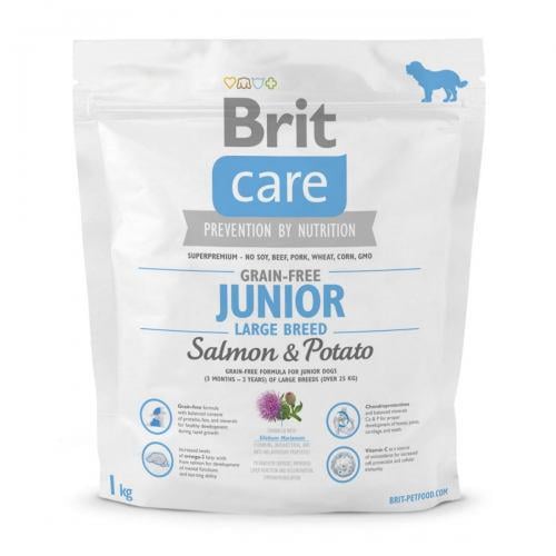 Корм сухий для цуценят великих порід Brit Care GF Junior Large Breed Salmon & Potato 1 кг (79)