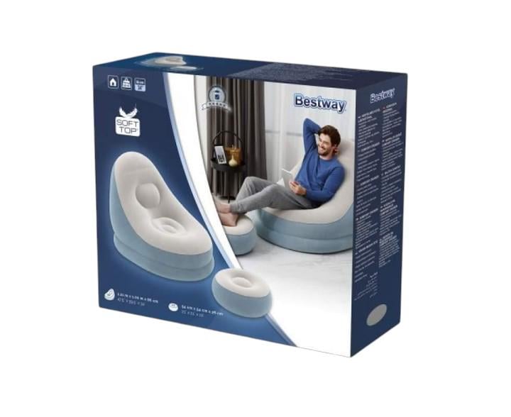 Надувне крісло з пуфом Bestway 75053 122х94х81 см (26919116) - фото 3 Надувне крісло з пуфом Bestway 75053 122х94х81 см (26919116) - фото 3