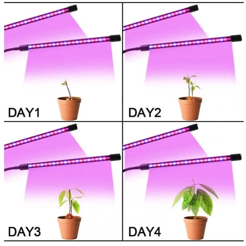 Фітолампа 2 LED світильники для рослин та розсади на керуванні зі зміною кольору та таймером - фото 5