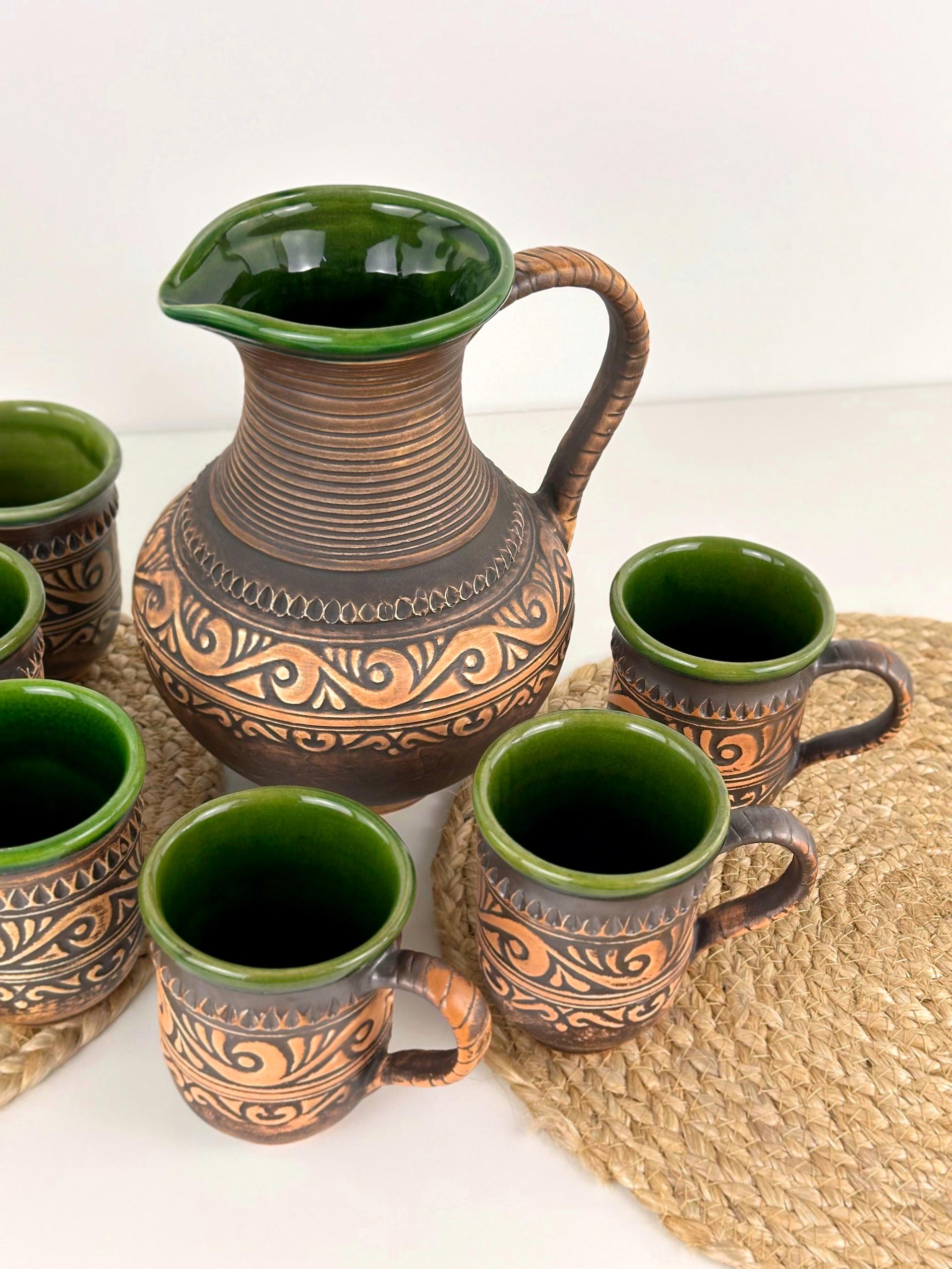 Набір глиняного посуду для компоту Гражда на 6 чоловік Коричневий (17019-29) - фото 2