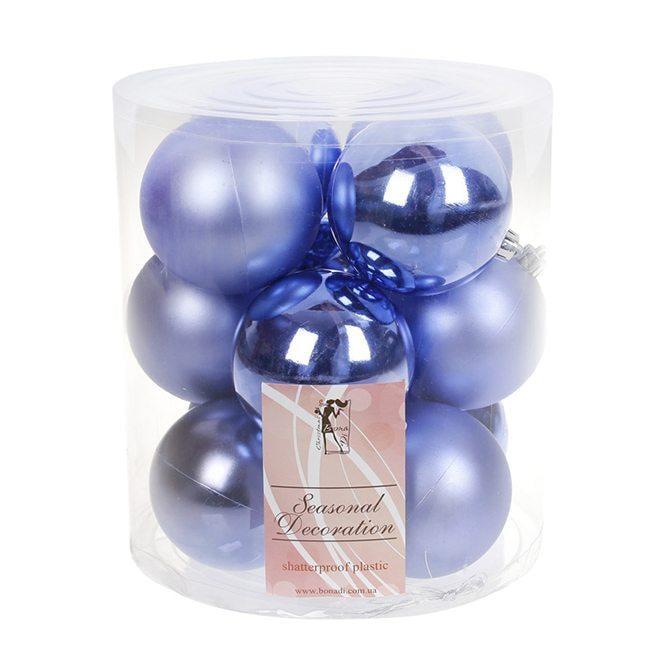 Набор пластиковых новогодних шаров Flora 12 шт. D-8 см (12477)