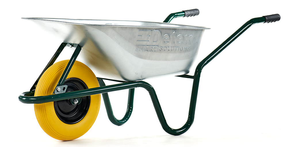 Тачка садово-строительная одноколесная DETEX D-1 с полиуретановым колесом 4х8 подшипник 85 л 160 кг (98-519)