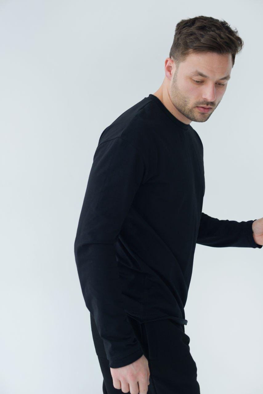 Лонгслів чоловічий Базовий р. 52-54 Чорний (14-3308 2) - фото 2 Лонгслів чоловічий Базовий р. 52-54 Чорний (14-3308 2) - фото 2