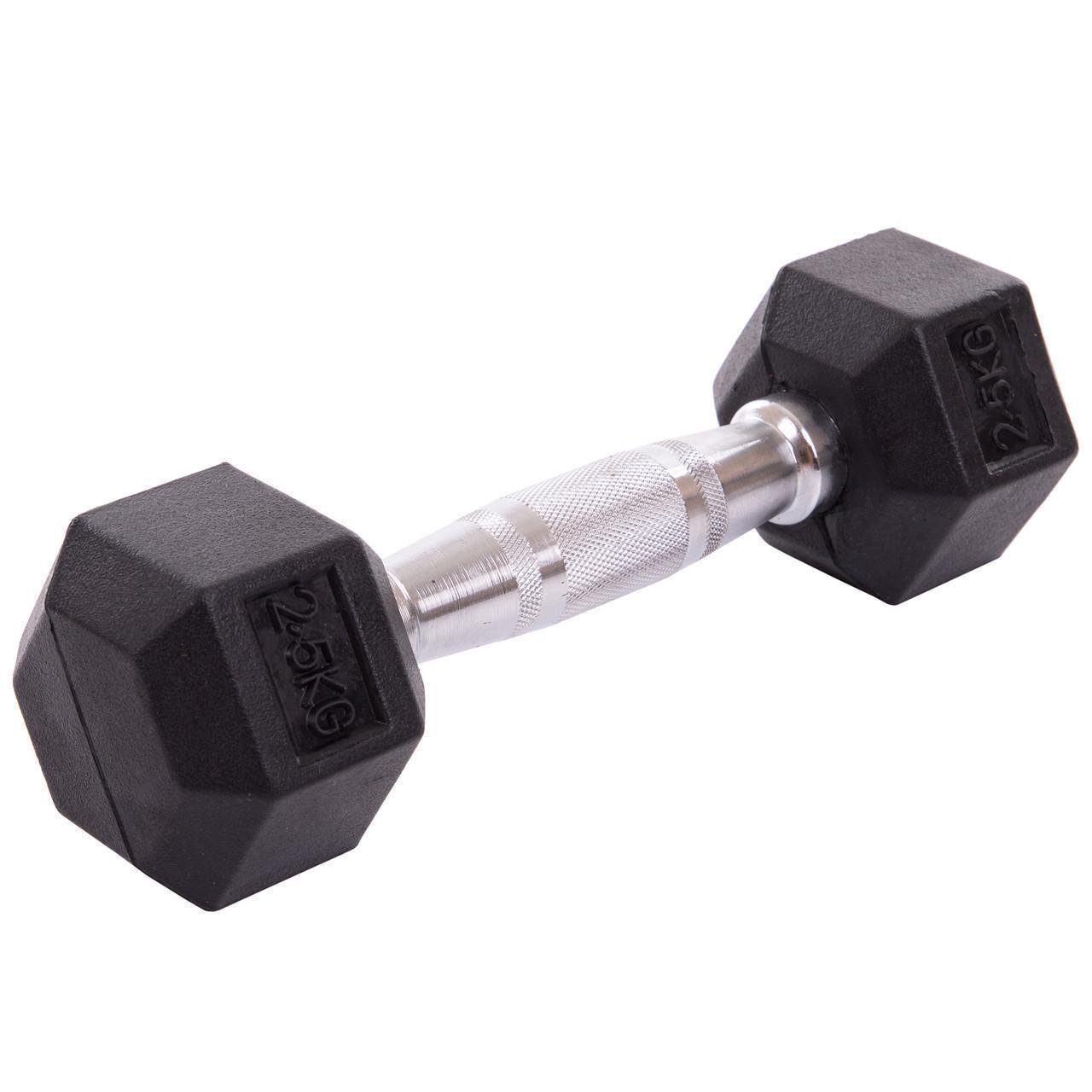 Гантель цельная Zelart TA-2679-2_5 шестигранная гексагональная обрезиненная 2,5 кг (2532858625)