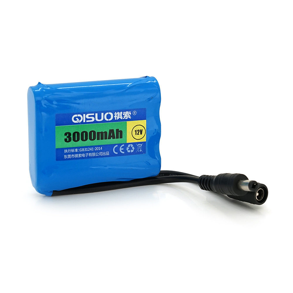 Аккумулятор литиевый QiSuo 12V 3A Li-ion 18650 DC5,5х2,1 56х20х70 мм (YUT_V12013)