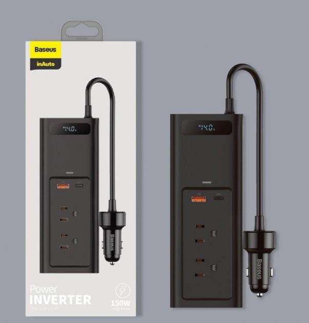 Інвентор напруги Baseus In-car Inverter 150W 220V US/JP 2Sockets USA 220V 1USB/1Type-C 0.4m (CRNBQ-A01) - фото 6