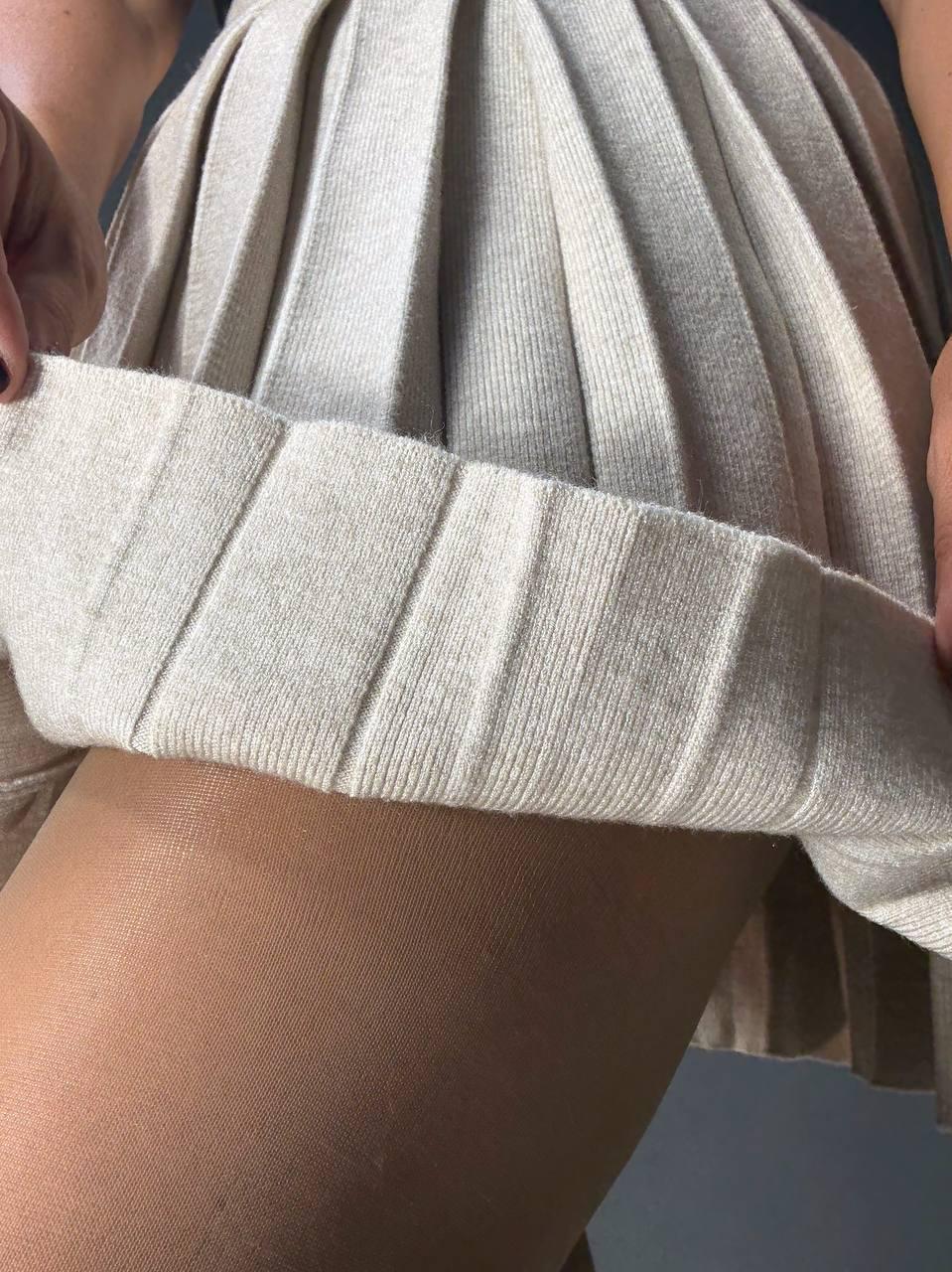 Юбка женская A-N 9956 вязаная теплая в складку на резинке OS Бежевый (4906) - фото 8 Юбка женская A-N 9956 вязаная теплая в складку на резинке OS Бежевый (4906) - фото 8